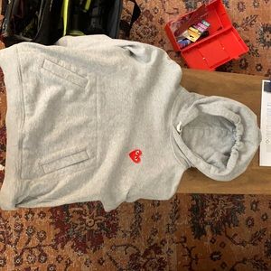 Play Comme Des Garcons gray hooded sweatshirt womens size Large